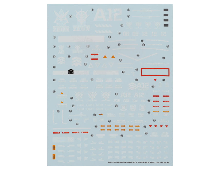 GUNPRIMER CD-M98 G-Rework MG Zaku II Char's Custom Gundam Waterslide Decal Sheet
