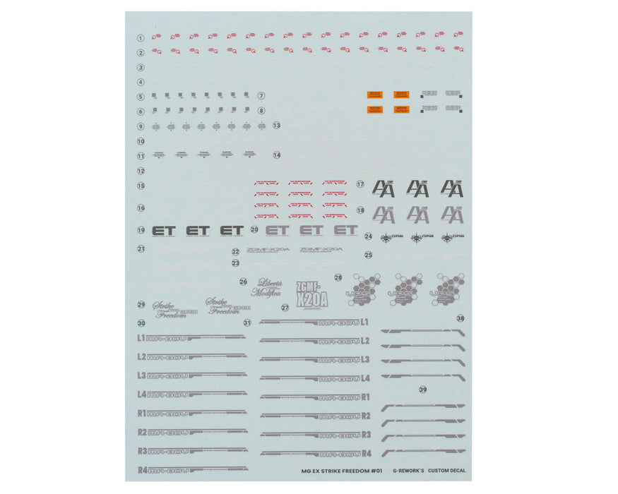 GUNPRIMER CD-MEX02 G-Rework MGEX ZGMF-X20A Strike Freedom Gundam Waterslide Decal Sheets