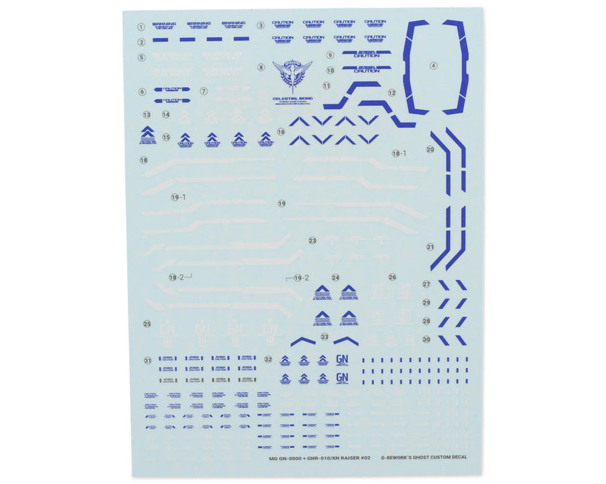 GUNPRIMER CD-ML-XNR G-Rework MG 00 XN Raiser Gundam Waterslide Decal Sheets