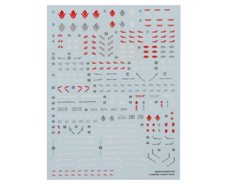 GUNPRIMER CD-MS02 G-Rework MGSD ASW-G-08 Barbatos Gundam Waterslide Decal Sheet