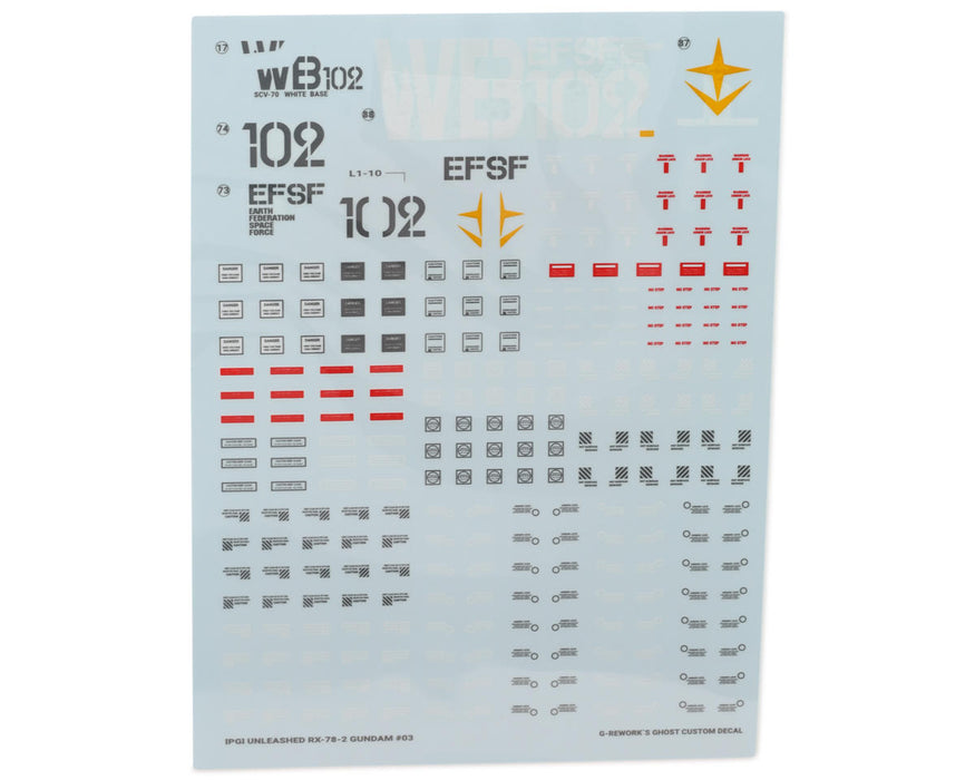 GUNPRIMER CD-P19 G-Rework PG Unleashed RX-78-2 Gundam Waterslide Decal Sheets