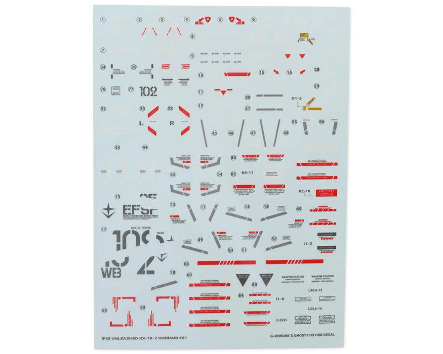 GUNPRIMER CD-P19 G-Rework PG Unleashed RX-78-2 Gundam Waterslide Decal Sheets