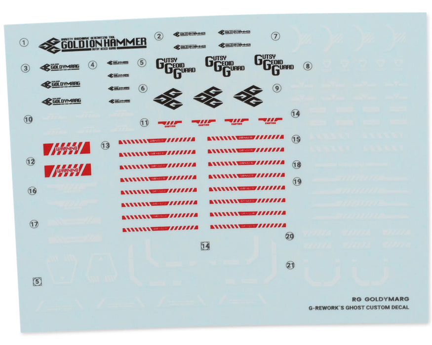 GUNPRIMER CD-RG-G02 G-Rework RG Goldymarg Gundam Waterslide Decal Sheet