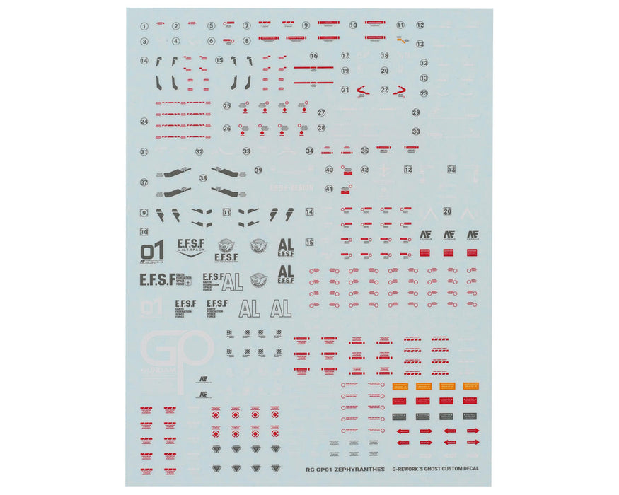 GUNPRIMER CD-RG12 G-Rework RG GP01 Zephyranthes Gundam Waterslide Decal Sheet