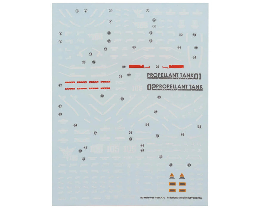 GUNPRIMER CD-RG22 G-Rework RG MS-06S Sinanju Gundam Waterslide Decal Sheet
