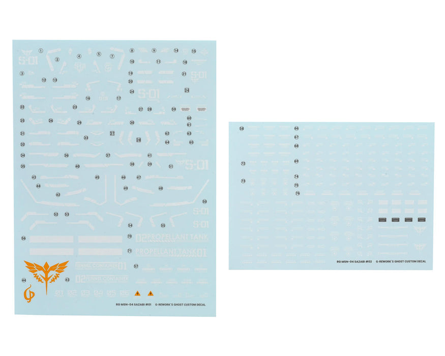 GUNPRIMER CD-RG29 G-Rework RG MSN-04 Sazabi Gundam Waterslide Decal Sheets