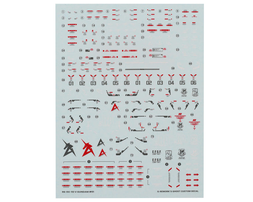 GUNPRIMER CD-RG32 G-Rework RG RX-93 V Gundam Decal Sheet