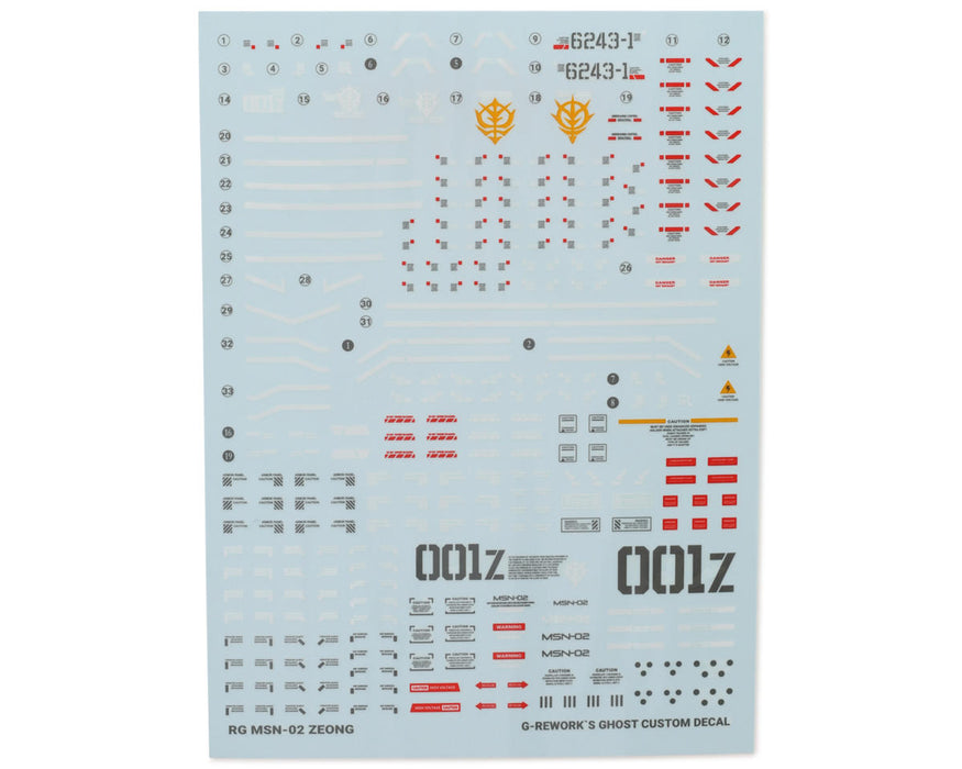 GUNPRIMER CD-RG34 G-Rework RG Zeong Gundam Waterslide Decal Sheet