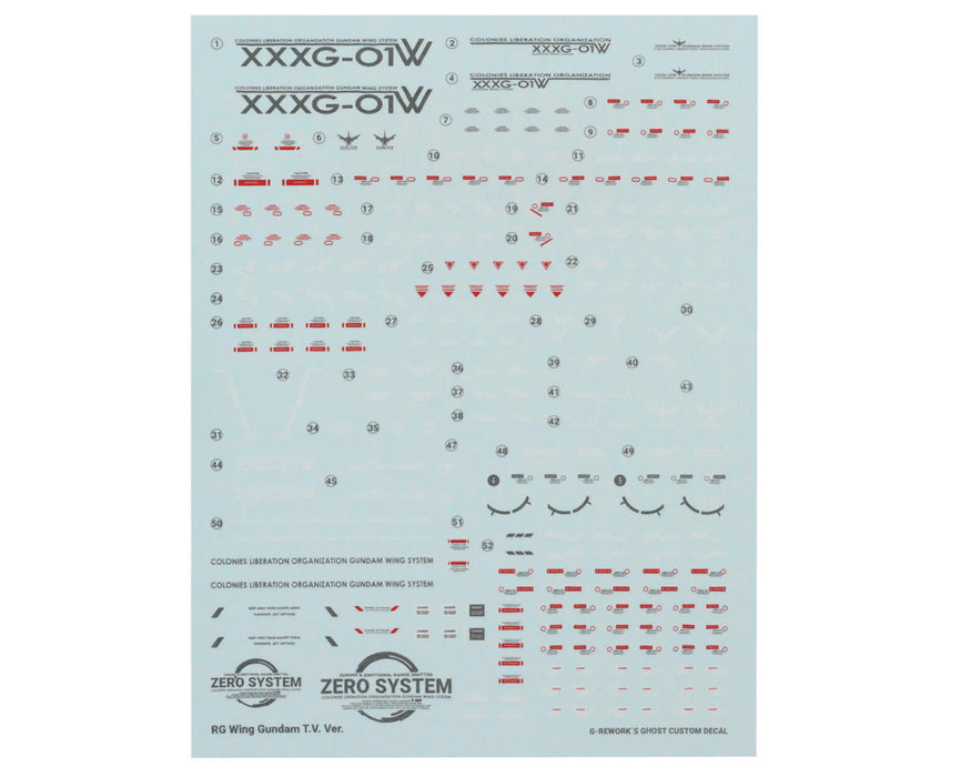 GUNPRIMER CD-RG35 G-Rework RG XXX-GO1W Wing Gundam Decal Sheet (TV Version)