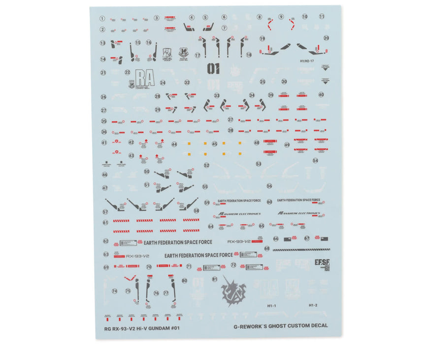 GUNPRIMER CD-RG36 G-Rework RG RX-93-V2 Hi-V Gundam Waterslide Decal Sheets (Hi-Nu)