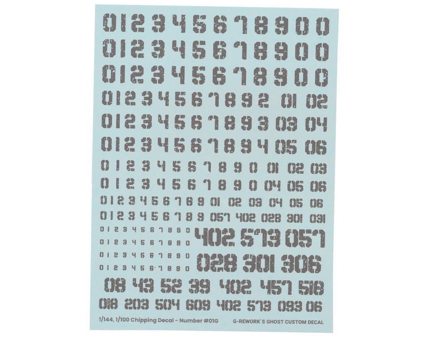 GUNPRIMER CP-N-01-G G-Rework Chipping Numbers Decal Sheet #01 (Grey)