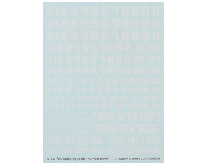 GUNPRIMER CP-N-01-W G-Rework Chipping Numbers Decal Sheet #01 (White)