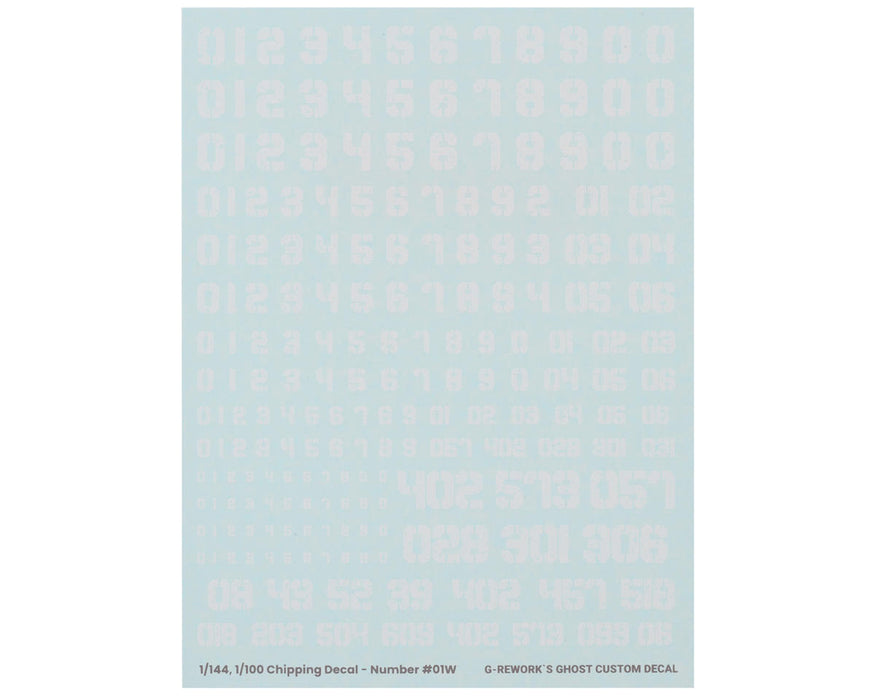 GUNPRIMER CP-N-01-W G-Rework Chipping Numbers Decal Sheet #01 (White)