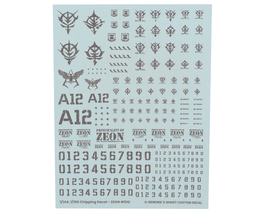 GUNPRIMER CP-Z-01-G G-Rework HG/MG Chipping Zeon Decal Set (Grey)