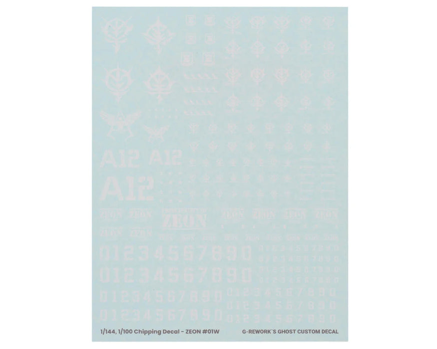 GUNPRIMER CP-Z-01-W G-Rework Chipping Decal Sheet Zeon #01 (White)