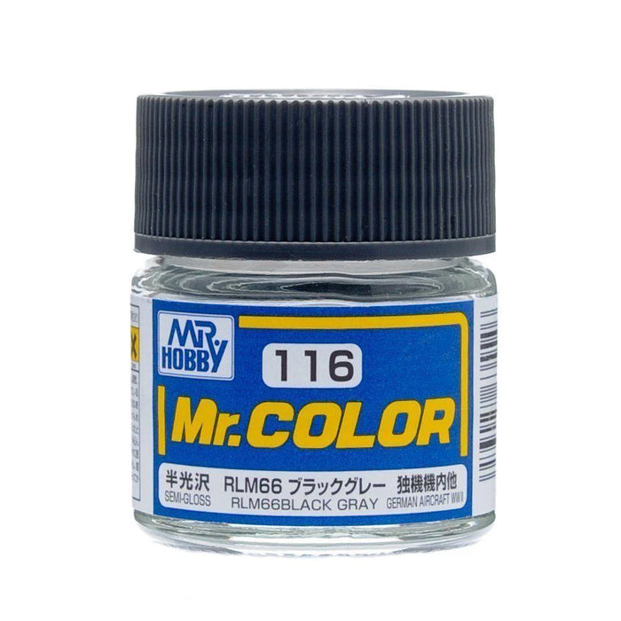 Gunze C116 Mr. Hobby Mr. Color Semi-Gloss Black Gray RLM66 10ml
