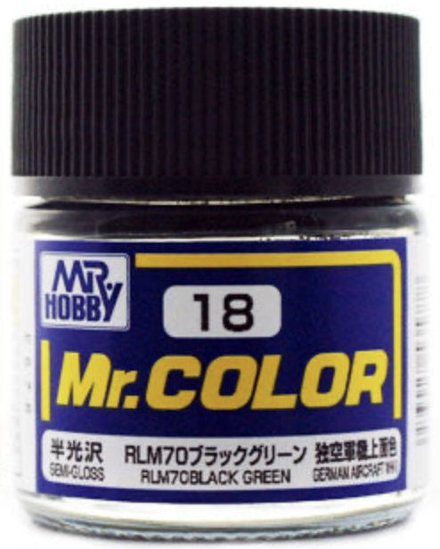 Gunze C18 Mr. Hobby Mr. Color Semi-Gloss Rlm70 Black Green 10ml
