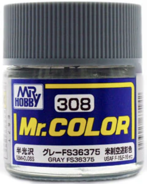 Gunze C308 Mr. Hobby Mr. Color Semi-Gloss Gray FS36375 10ml