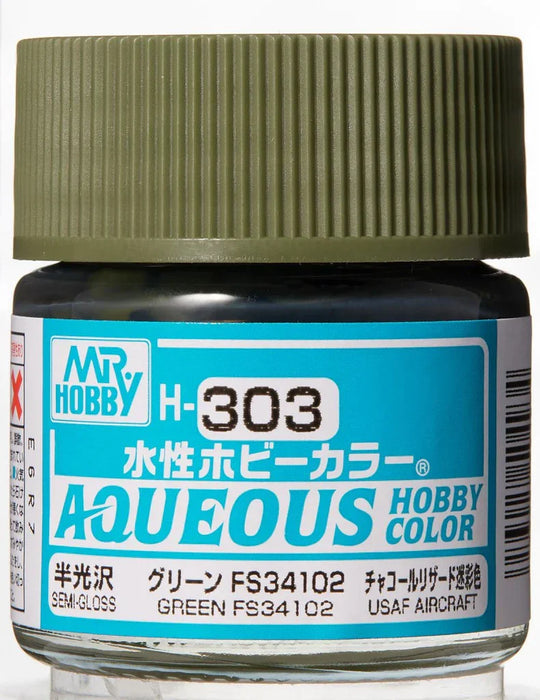 GunZe H303 Mr. Aqueous Hobby Color FS34102 Green Semi-Gloss 10ml Acrylic Paint
