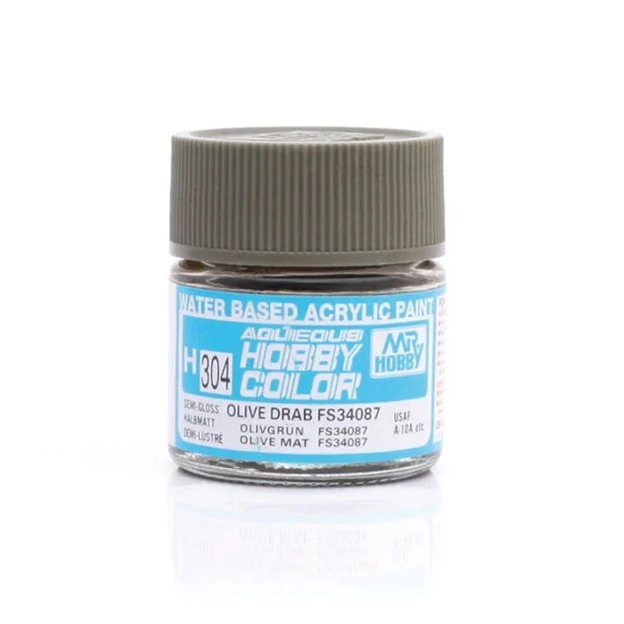 GunZe H304 Mr. Aqueous Hobby Color FS34087 Olive Drab Semi-Gloss 10ml Acrylic Paint