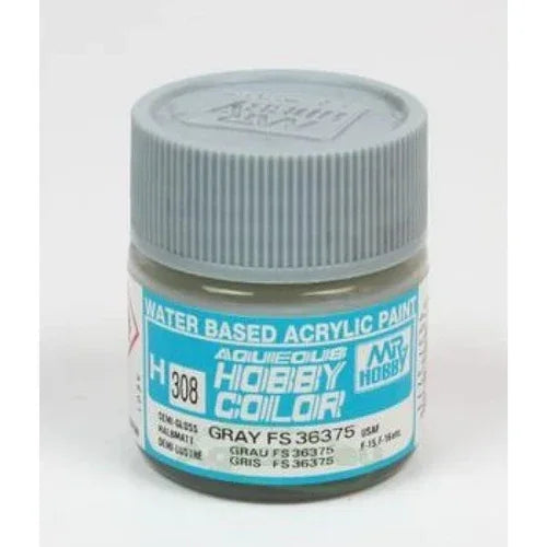 GunZe H308 Mr. Aqueous Hobby Color FS36375 Gray Semi-Gloss 10ml Acrylic Paint