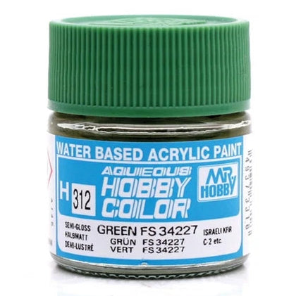 GunZe H312 Mr. Aqueous Hobby Color FS34227 Green Semi-Gloss 10ml Acrylic Paint