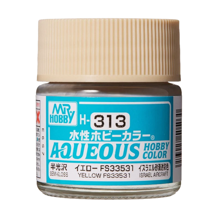 GunZe H313 Mr. Aqueous Hobby Color FS33531 Yellow Semi-Gloss 10ml Acrylic Paint