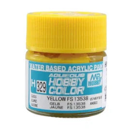 GunZe H329 Mr. Aqueous Hobby Color FS13538 Yellow Gloss 10ml Acrylic Paint