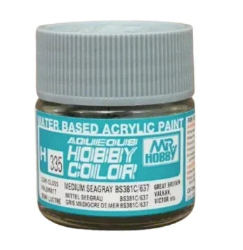 GunZe H335 Mr. Aqueous Hobby Color Medium Seagray - BS381C-637 Semi-Gloss 10ml Acrylic Paint