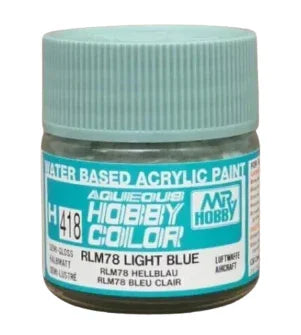 GunZe H418 Mr. Aqueous Hobby Color RLM78 Luftwaffe Light Blue Semi-Gloss 10ml Acrylic Paint