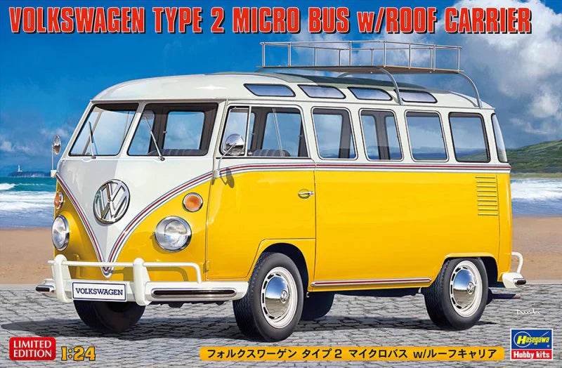 Hasegawa 20689 1/24 Volkswagen Type 2 Micro Bus with Roof Carrier Model Kit