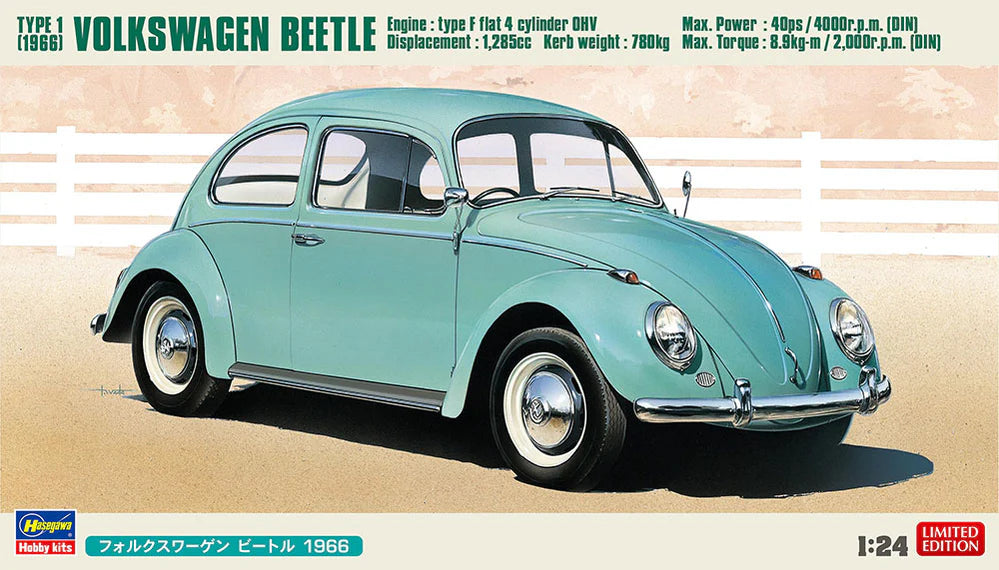 Hasegawa 20732 1/24 Volkswagen Beetle Type 1 (1966) Model Kit