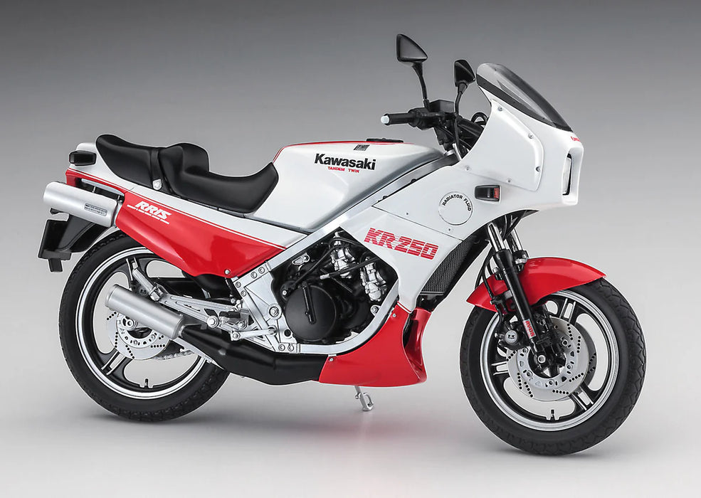 Hasegawa 21745 1/12 Kawasaki KR250 (KR250A) Motorcycle "White/Red Color" (1984) Model Kit