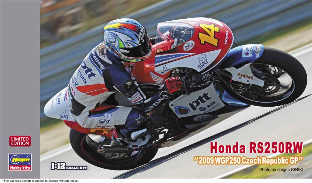 Hasegawa 21757 1/12 Honda RS250RW Motorcycle "2009 WGP250 Czech Republic GP" Model Kit
