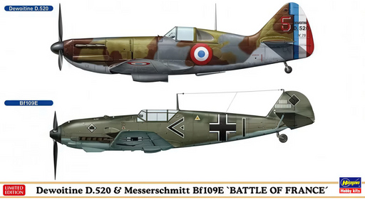 Hasegawa 2332 1/72 Dewoitine D.520 & Messerschmitt Bf 109E 2-Pack Model Kit