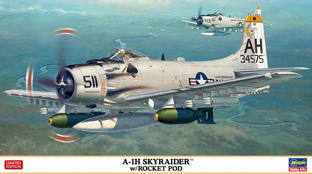 Hasegawa 2466 1/72 A-1H Skyraider with Rocket Pod Model Aircraft Kit