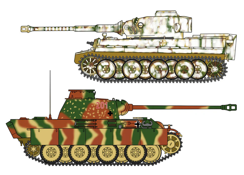 Hasegawa 30067 1/72 Tiger I & Panther G (2 kits) Model Tank Kit