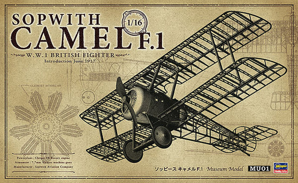 Hasegawa 31 1/16 Sopwith Camel F.1 WWI RAF Bi-Plane Model Aircraft Kit