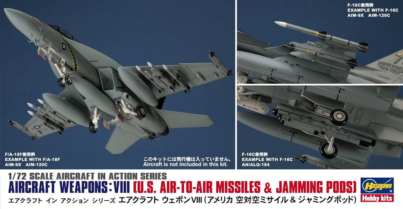 Hasegawa 35113 1/72 Aircraft Weapons VIII: U.S. Air-to-Air Missiles & Jamming Pods Model Kit