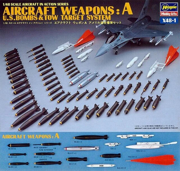 Hasegawa 36001 1/48 Aircraft Weapons A: U.S Bombs & Tow Target System Model Kit