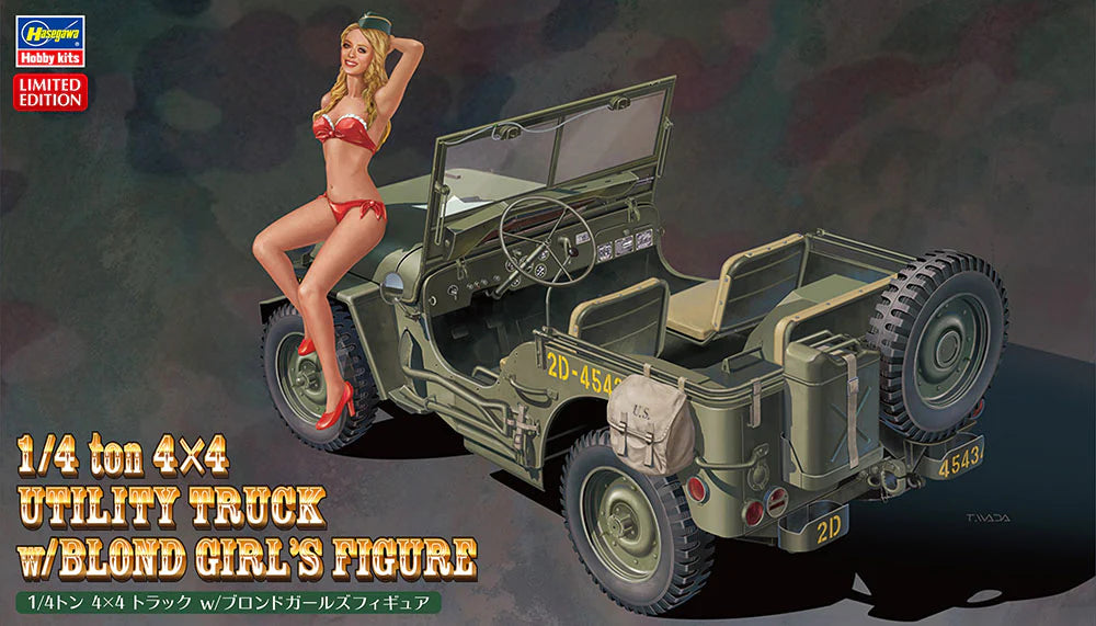 Hasegawa 52249 1/24 1/4 ton 4x4 Utility Truck with Blond Girl's Figure Model Kit