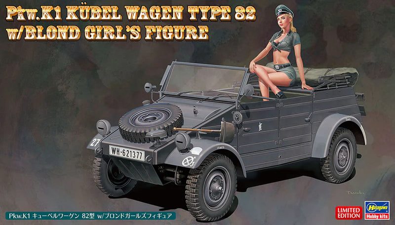 Hasegawa 52253 1/24 Pkw.K1 Kübelwagen Type 82 with Blond Girl Figure Model Kit