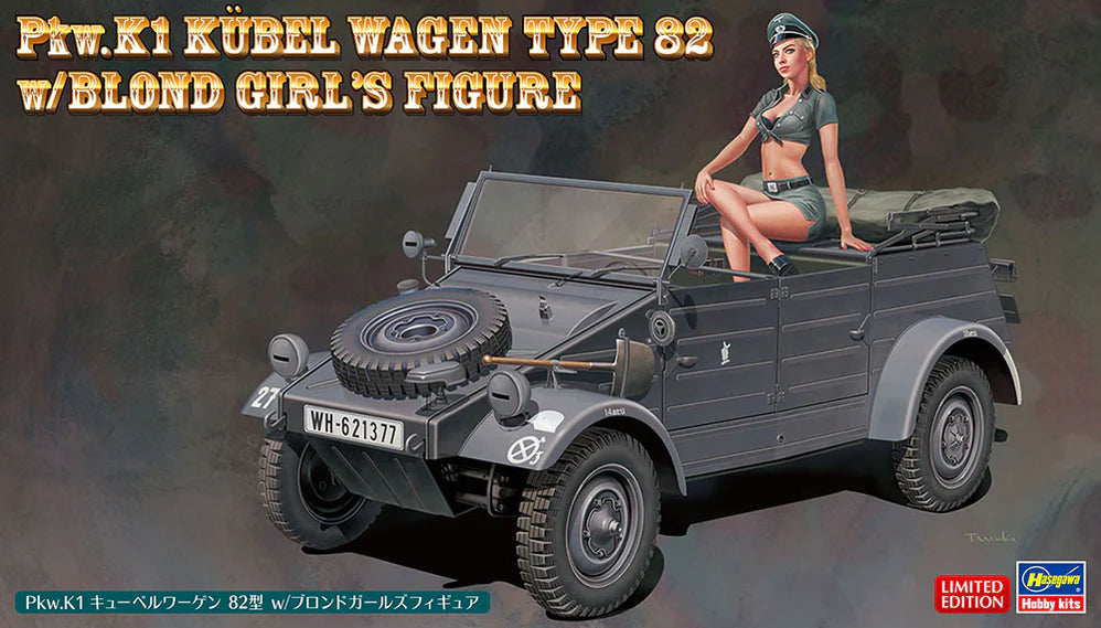 Hasegawa 52253 1/24 Pkw.K1 Kübelwagen Type 82 with Blond Girl Figure Model Kit