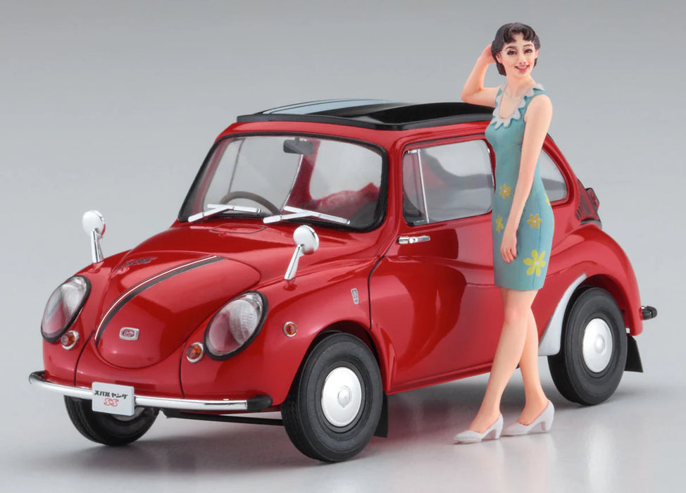 Hasegawa 52291 1/24 Subaru 360 Young-SS with 60's Girl's Figure Model Kit