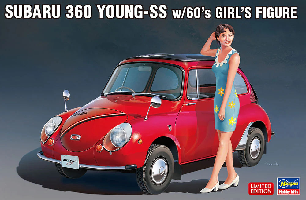 Hasegawa 52291 1/24 Subaru 360 Young-SS with 60's Girl's Figure Model Kit