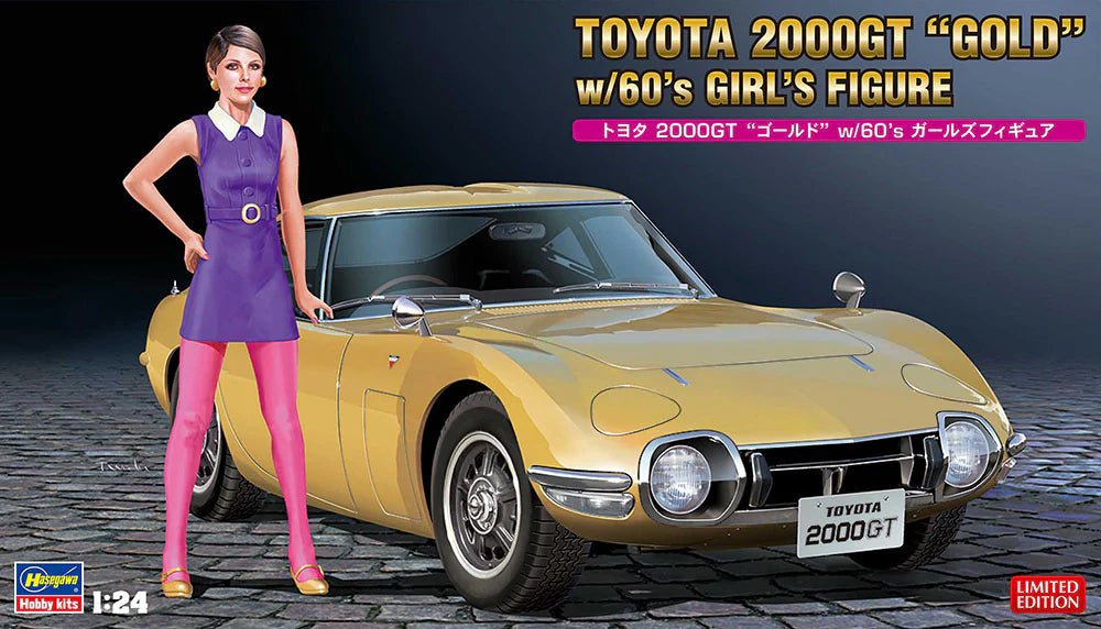 Hasegawa 52333 1/24 Toyota 2000GT "Gold" with 60's Girl's Figure Model Kit