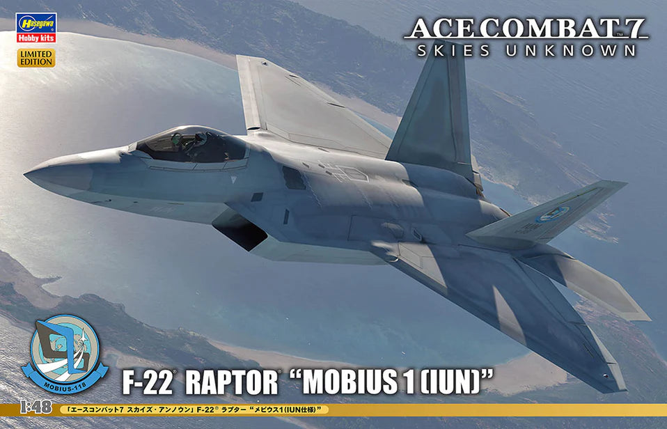 Hasegawa 52371 1/48 F-22 Raptor "Mobius 1 (IUN)" Ace Combat 7 / Skies Unknown Model Kit