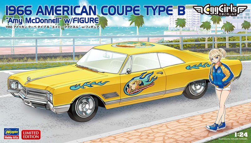 Hasegawa 52758 1/24 Egg Girls 1966 American Coupe Type B “Amy McDonnell” w/Figure Model Kit