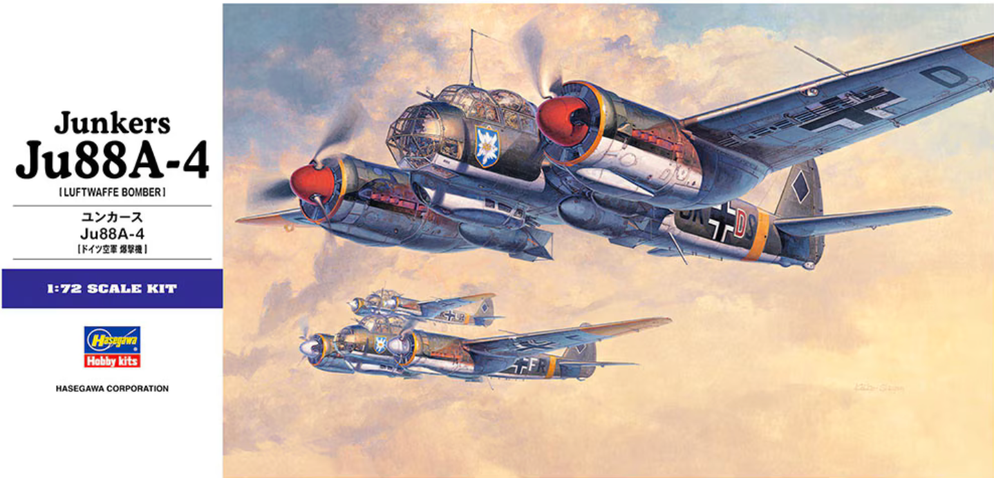 Hasegawa 555 1/72 Junkers Ju88A-4 German Bomber Model Aircraft Kit