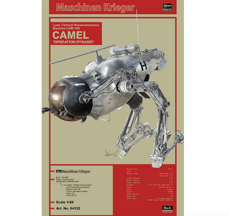 Hasegawa 64122 1/20 Maschinen Krieger: LUM-168 Camel Luna Tactical Recon Machine Model Kit